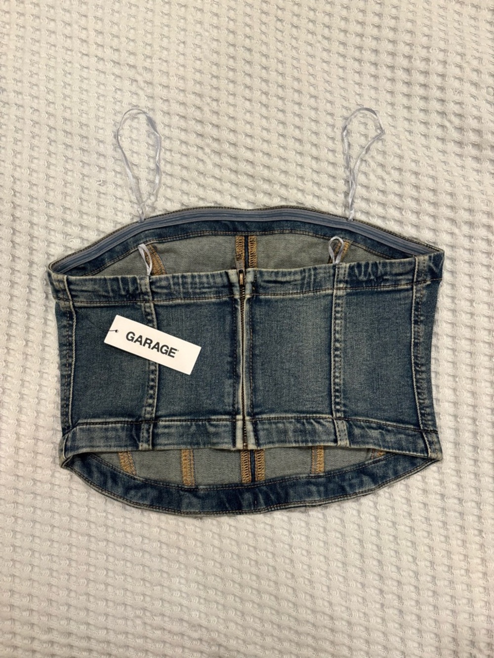 Denim Seamed Tube Top - Picture 5 of 9
